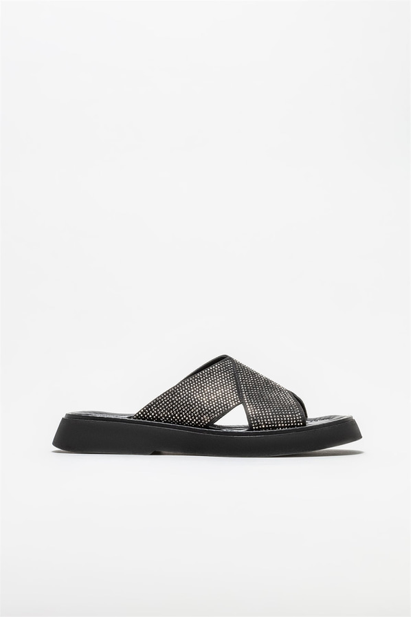 Siyah kadın düz terlik - Elle Shoes