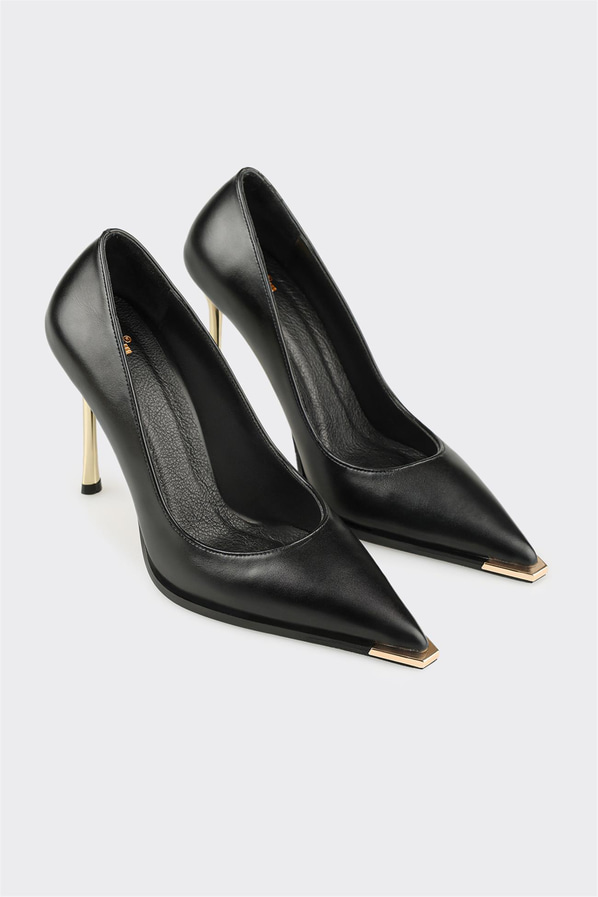 Siyah kadın stiletto, ofis stili için - Elle Shoes