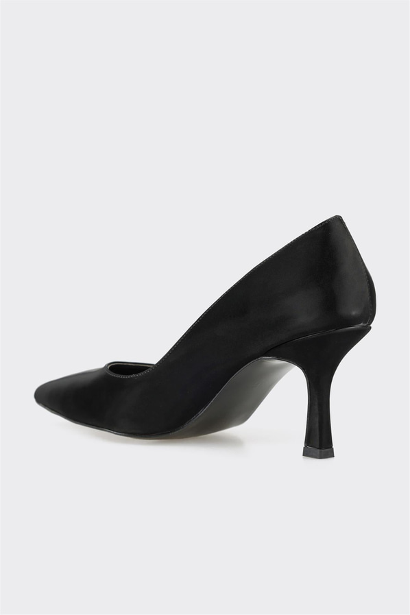 Siyah deri örgü dokulu kadın stiletto, ofis stili için - Elle Shoes