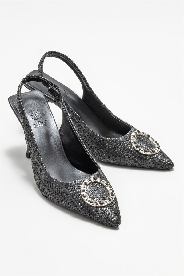 Siyah topuklu kadın ayakkabı - Elle Shoes