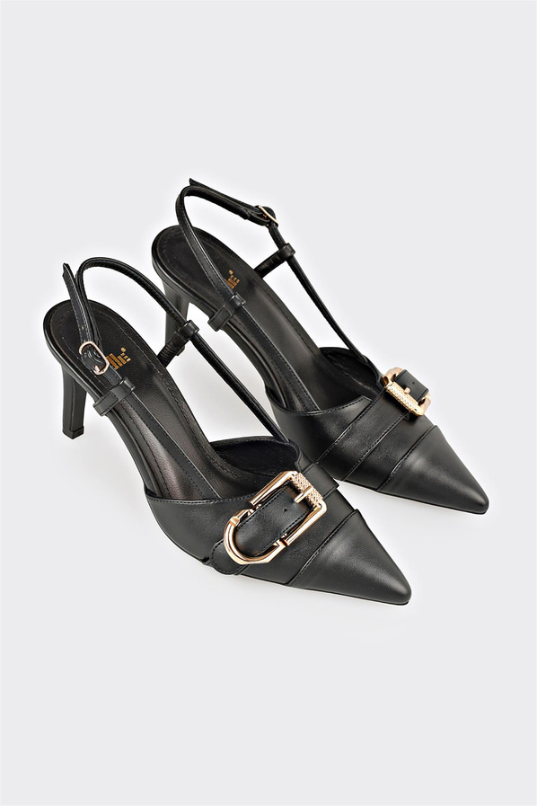 Siyah topuklu kadın ayakkabı - Elle Shoes