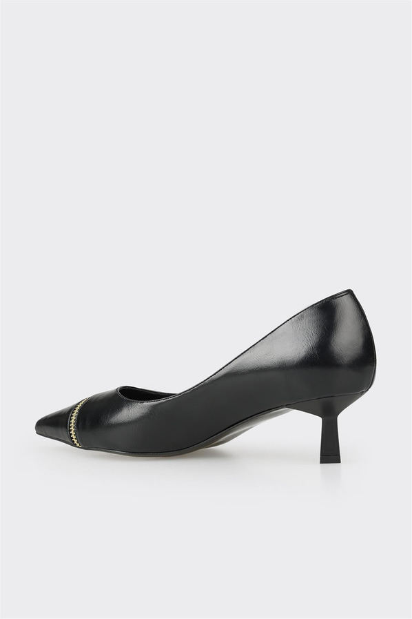 Siyah fermuarlı topuklu kadın ayakkabı - Elle Shoes
