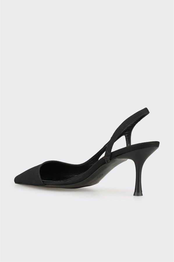 Siyah deri topuklu kadın ayakkabı, günlük kullanım için - Elle Shoes