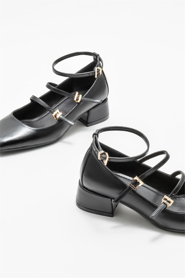 Siyah topuklu kadın ayakkabı - Elle Shoes