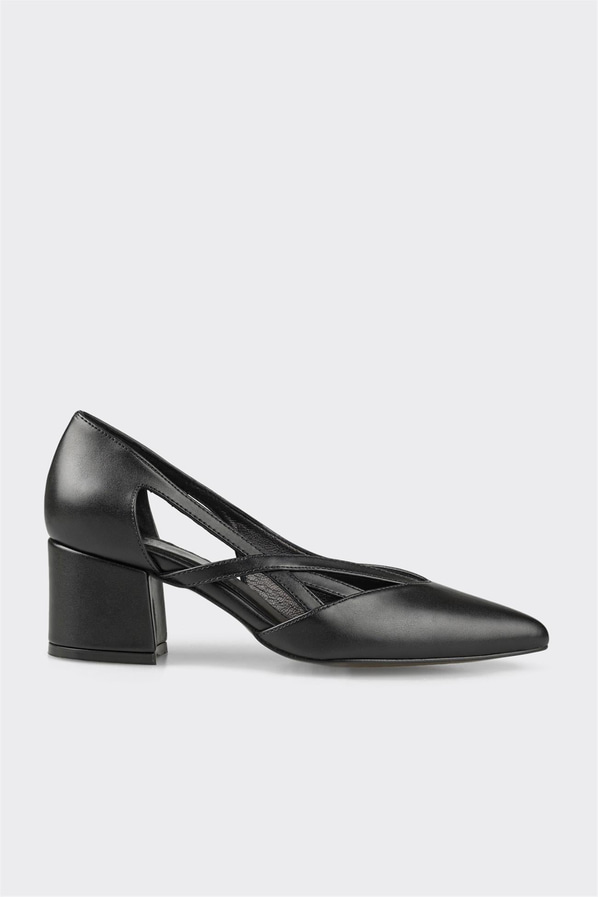 Siyah kalın topuklu kadın ayakkabı, rahat kullanım için - Elle Shoes