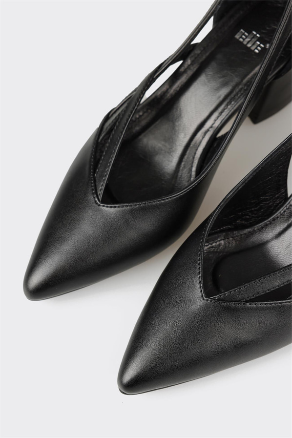 Siyah kalın topuklu kadın ayakkabı, rahat kullanım için - Elle Shoes