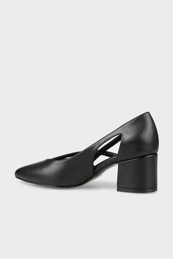 Siyah kalın topuklu kadın ayakkabı, rahat kullanım için - Elle Shoes