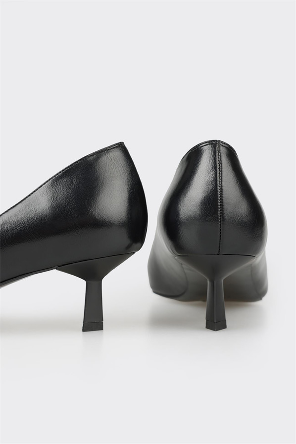 Siyah fermuarlı topuklu kadın ayakkabı - Elle Shoes