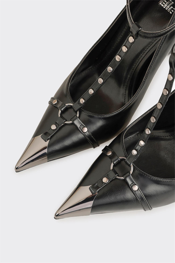 Siyah ince topuklu kadın ayakkabı, ofis stili için - Elle Shoes