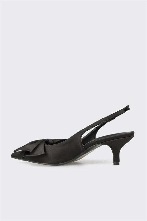 Siyah ince topuklu örgü dokulu kadın ayakkabı, günlük kullanım için - Elle Shoes