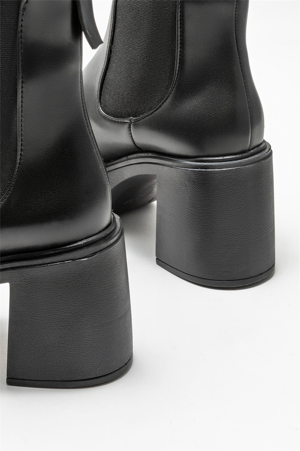 Siyah topuklu kadın bot - Elle Shoes