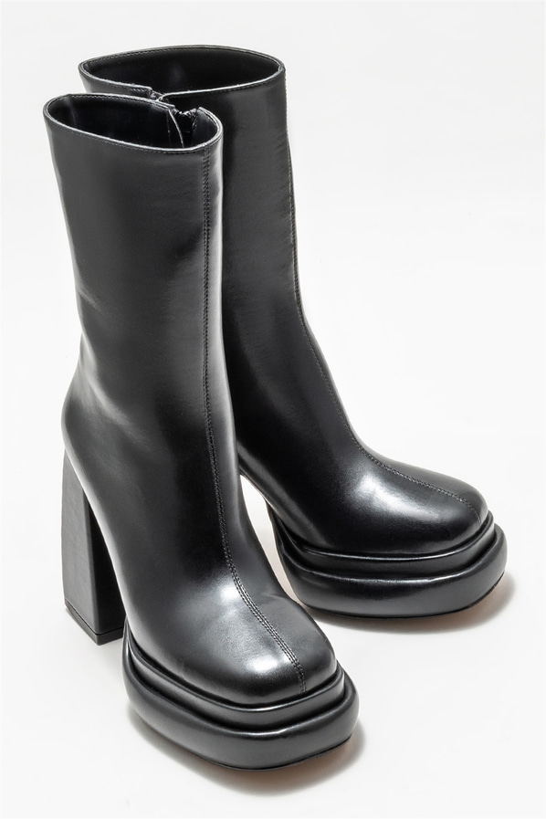Siyah topuklu kadın bot - Elle Shoes