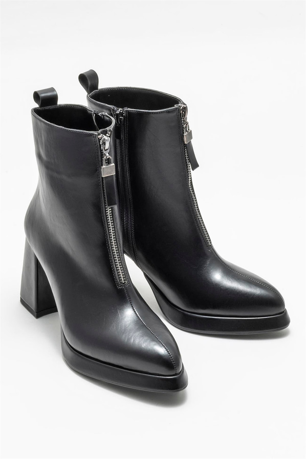 Siyah topuklu kadın bot - Elle Shoes