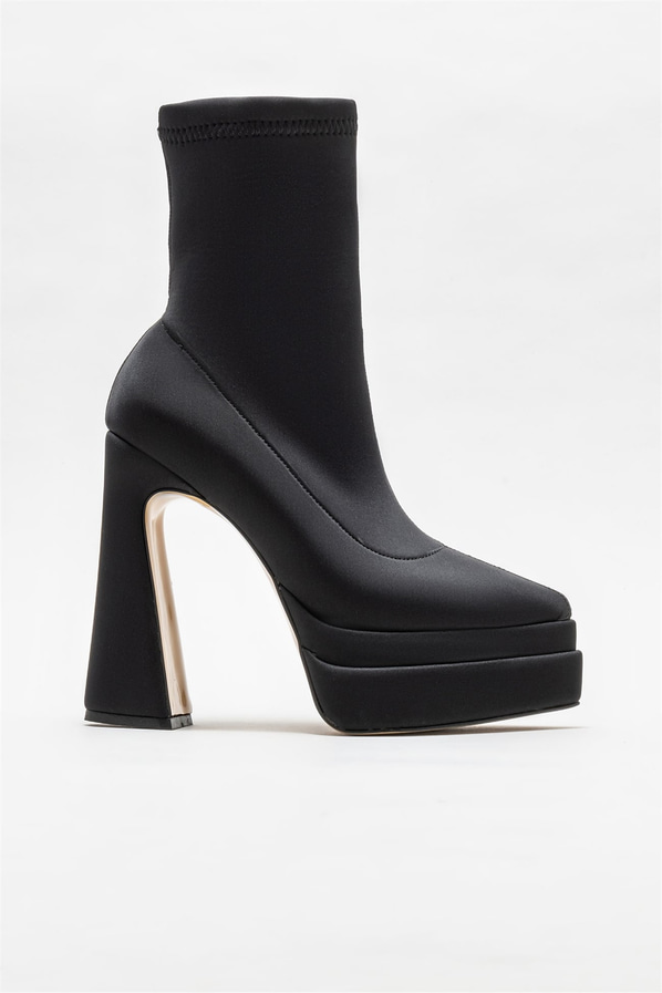 Siyah topuklu kadın bot - Elle Shoes