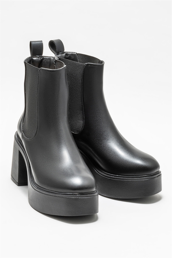Siyah topuklu kadın bot - Elle Shoes
