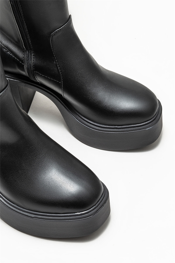 Siyah topuklu kadın çizme - Elle Shoes