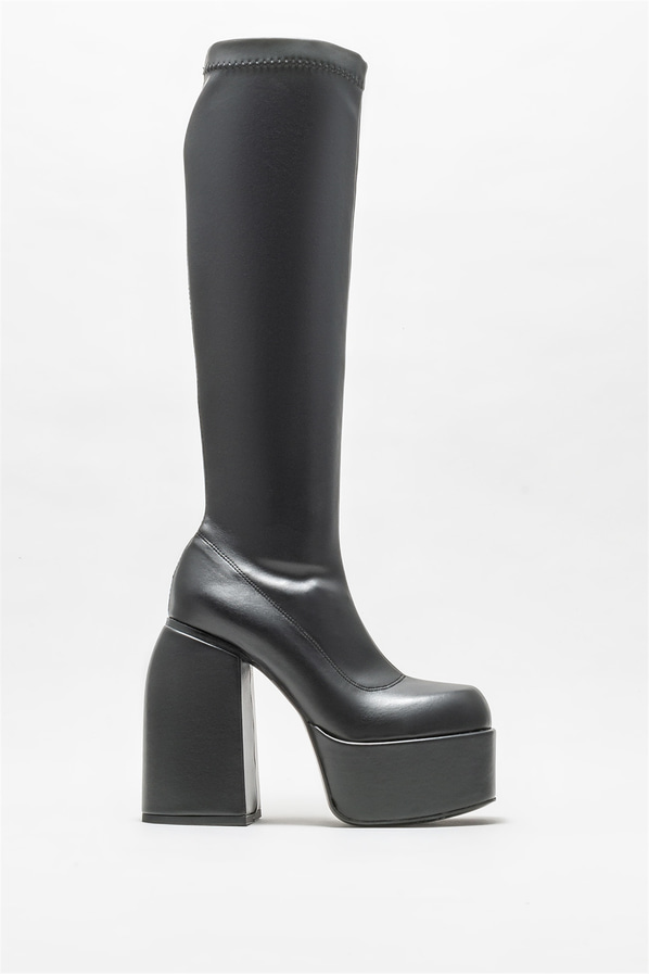 Siyah topuklu kadın çizme - Elle Shoes