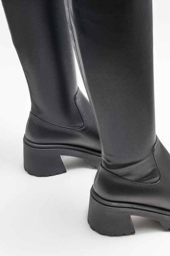 Siyah topuklu kadın çizme - Elle Shoes