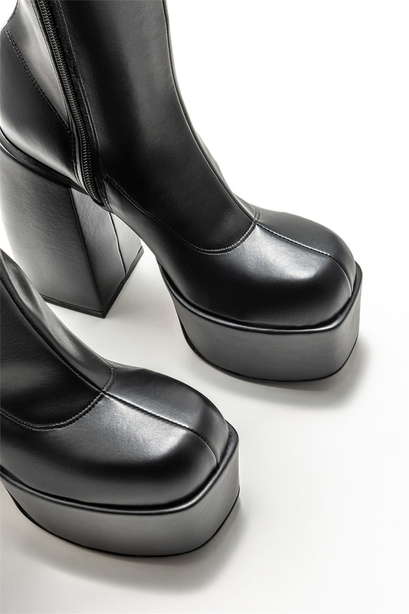 Siyah topuklu kadın çizme - Elle Shoes