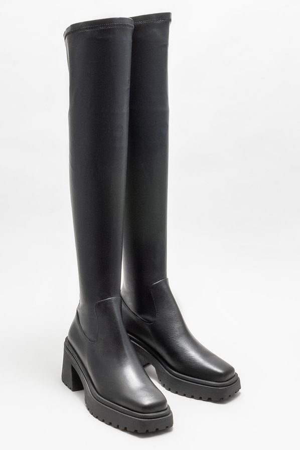 Siyah topuklu kadın çizme - Elle Shoes