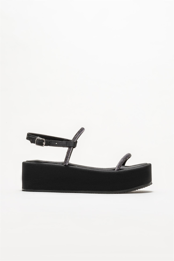 Siyah topuklu kadın sandalet - Elle Shoes