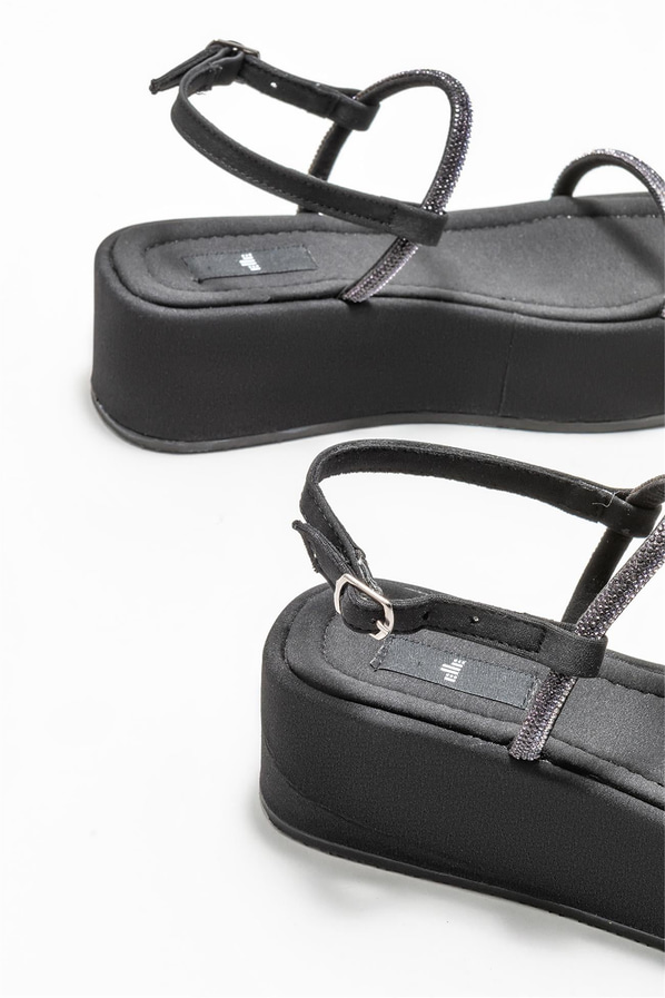 Siyah topuklu kadın sandalet - Elle Shoes