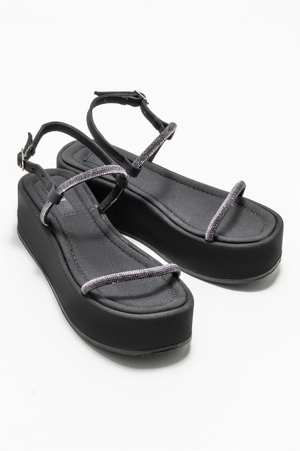 Siyah topuklu kadın sandalet - Elle Shoes