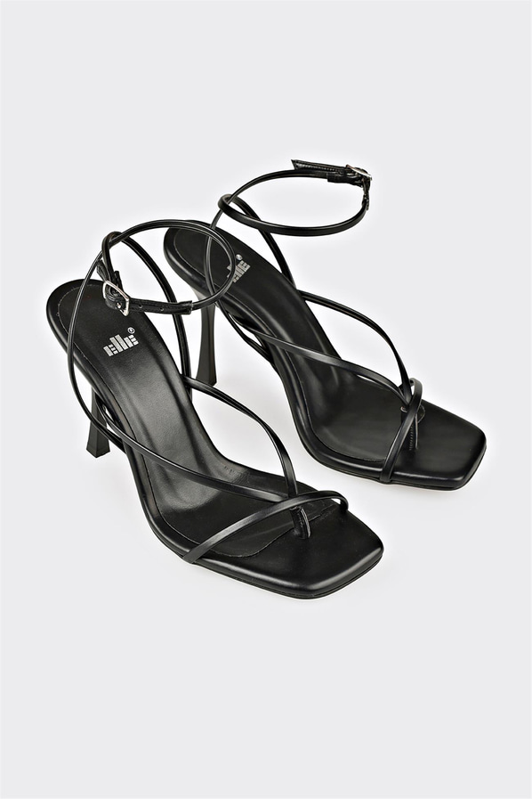 Siyah topuklu kadın sandalet - Elle Shoes