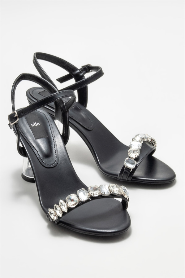 Siyah topuklu kadın sandalet - Elle Shoes