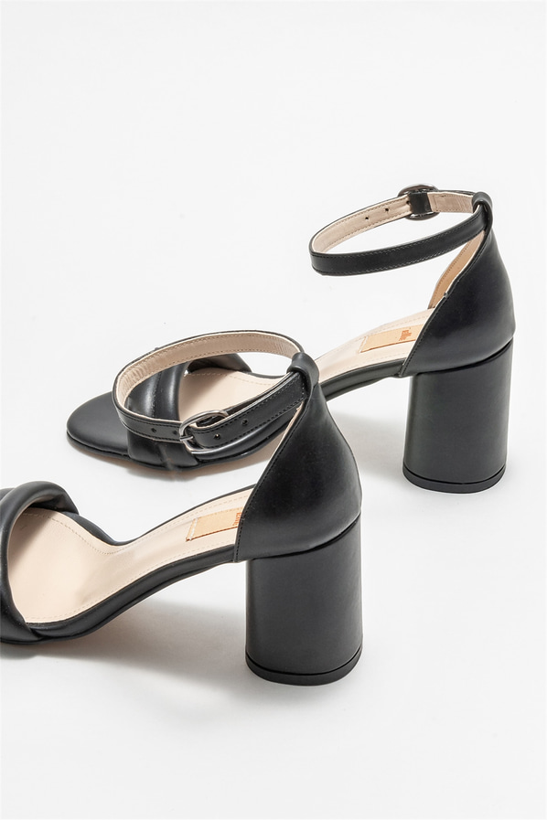Siyah topuklu kadın sandalet - Elle Shoes