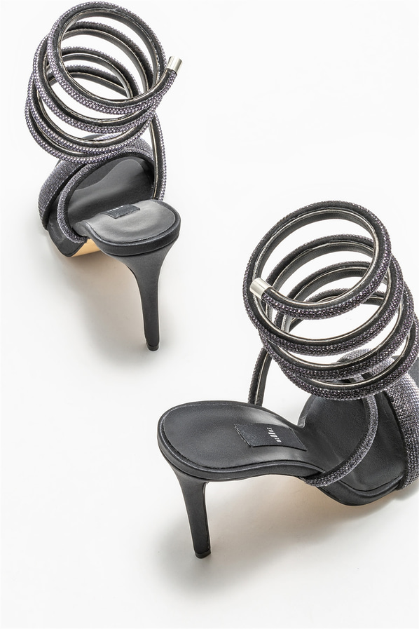 Siyah topuklu kadın sandalet - Elle Shoes