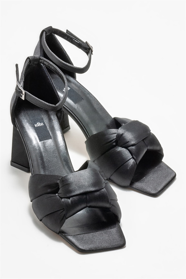 Siyah topuklu kadın sandalet - Elle Shoes