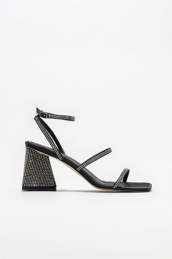 Siyah topuklu kadın sandalet - Elle Shoes