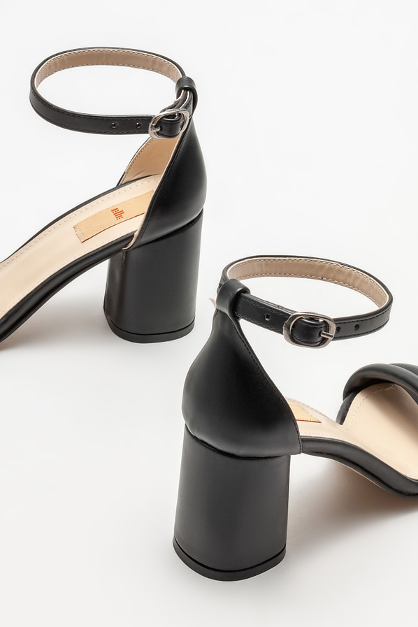 Siyah topuklu kadın sandalet - Elle Shoes