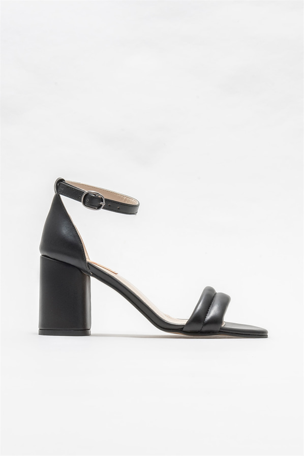 Siyah topuklu kadın sandalet - Elle Shoes