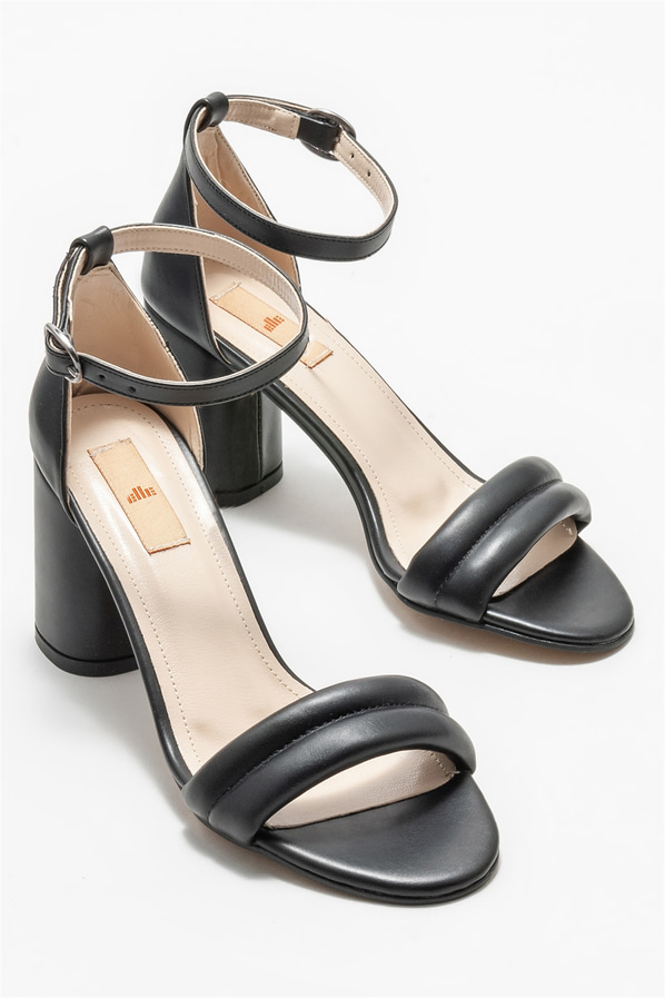 Siyah topuklu kadın sandalet - Elle Shoes