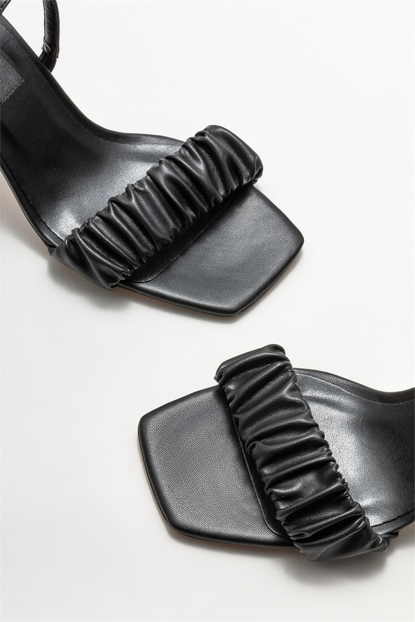 Siyah topuklu kadın sandalet - Elle Shoes