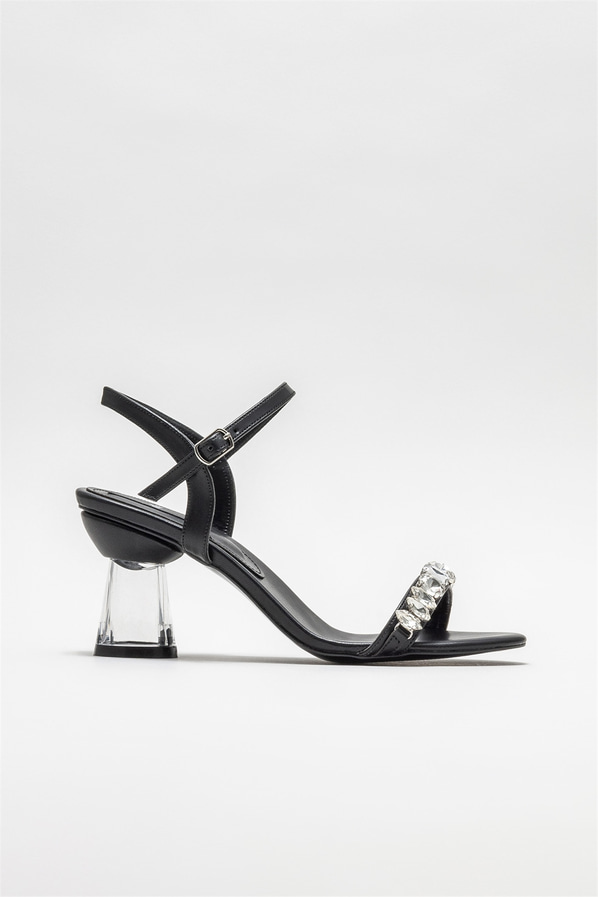 Siyah topuklu kadın sandalet - Elle Shoes