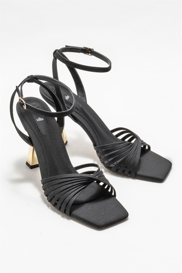 Siyah topuklu kadın sandalet - Elle Shoes
