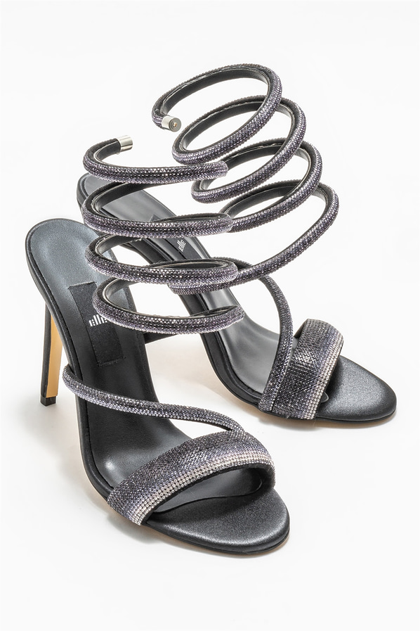 Siyah topuklu kadın sandalet - Elle Shoes