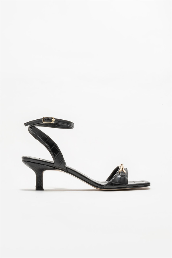 Siyah topuklu kadın sandalet - Elle Shoes