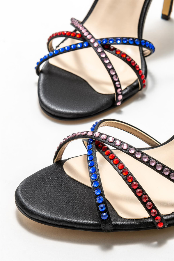 Siyah topuklu kadın sandalet - Elle Shoes