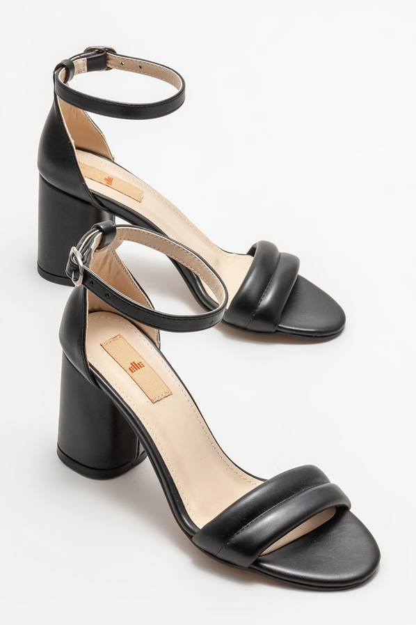 Siyah topuklu kadın sandalet - Elle Shoes