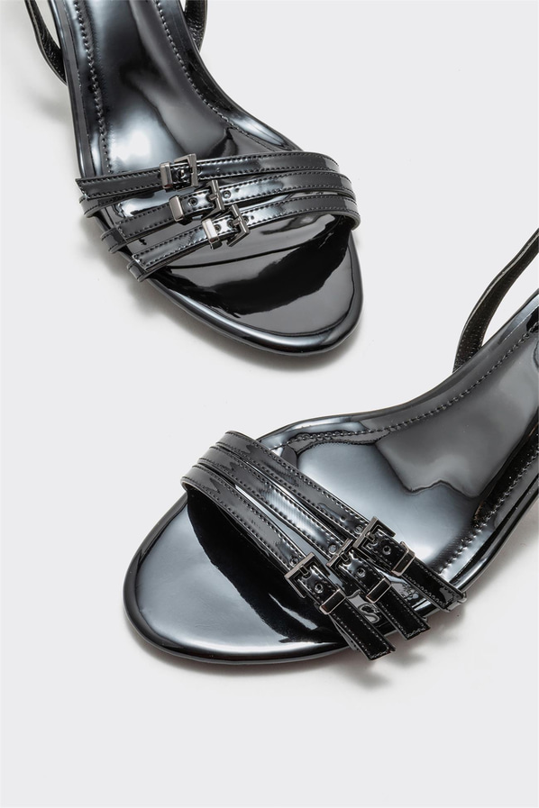 Siyah topuklu kadın sandalet - Elle Shoes