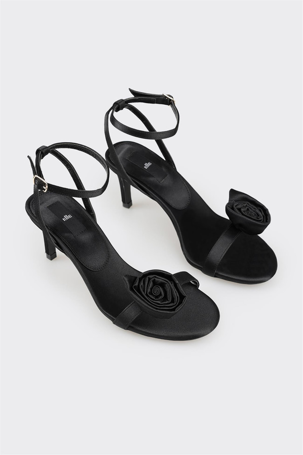 Siyah topuklu kadın sandalet - Elle Shoes