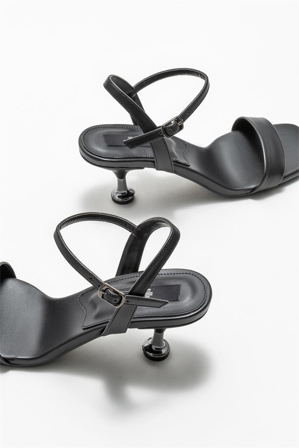Siyah topuklu kadın sandalet - Elle Shoes