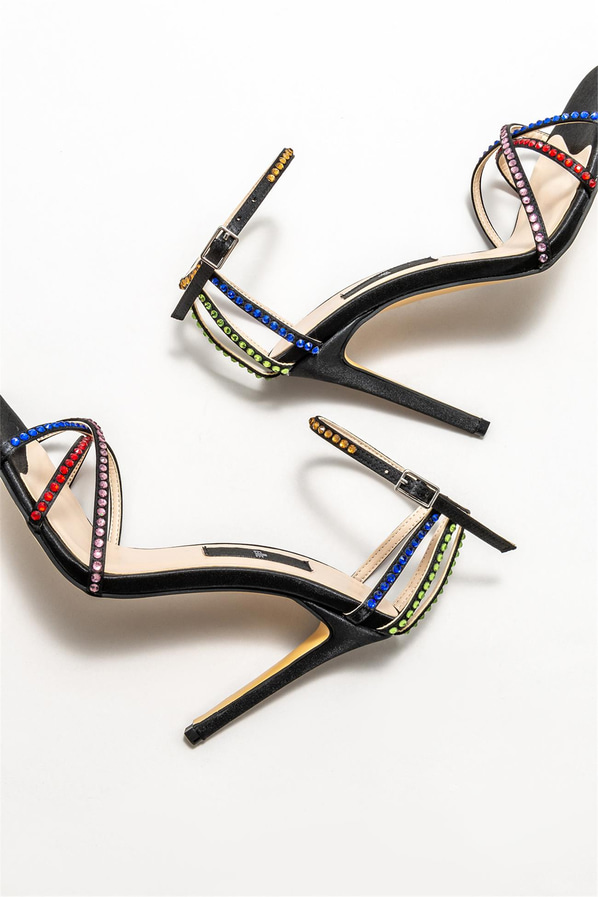 Siyah topuklu kadın sandalet - Elle Shoes