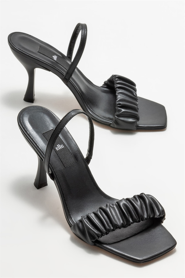 Siyah topuklu kadın sandalet - Elle Shoes