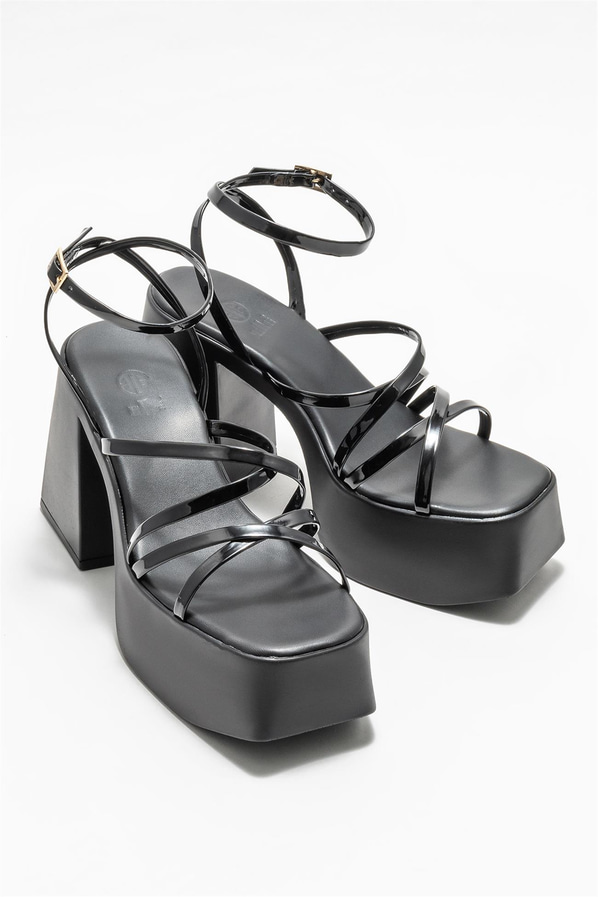 Siyah topuklu kadın sandalet - Elle Shoes