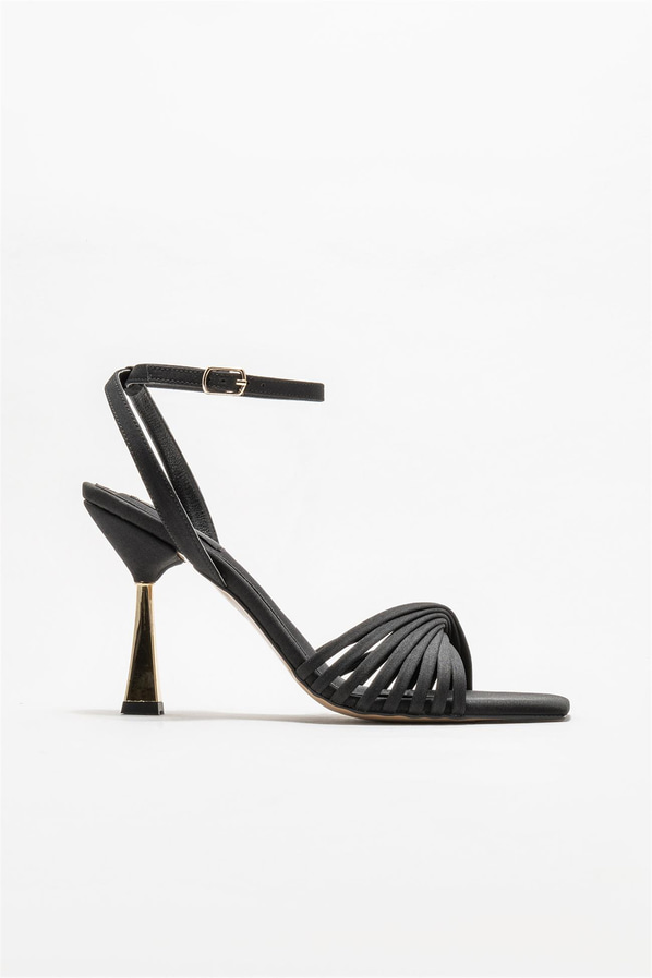 Siyah topuklu kadın sandalet - Elle Shoes